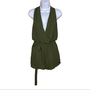 Dressy Sleeveless Romper Shorts with Belt S